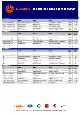 2020 FFA. This Fixtures List and Any Part of Thereof, Must Not Be Reproduced Without the Permission of FFA