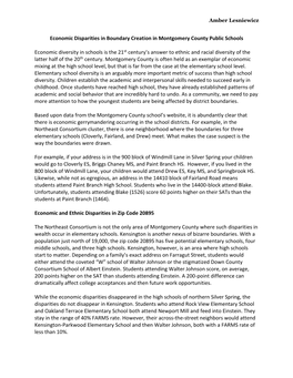 Economic Disparities in Boundary Creation in Montgomery County Public Schools