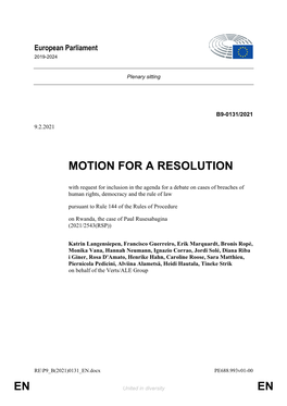 En En Motion for a Resolution