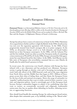 Israel's European Dilemma