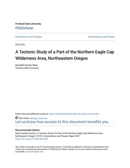 A Tectonic Study of a Part of the Northern Eagle Cap Wilderness Area, Northeastern Oregon