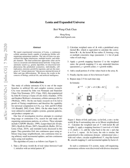 Arxiv:2005.03742V1 [Nlin.CG] 7 May 2020 Figure 1: Rules of Gol and Lenia