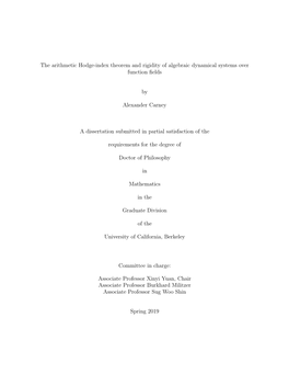 The Arithmetic Hodge-Index Theorem and Rigidity of Algebraic Dynamical Systems Over Function ﬁelds