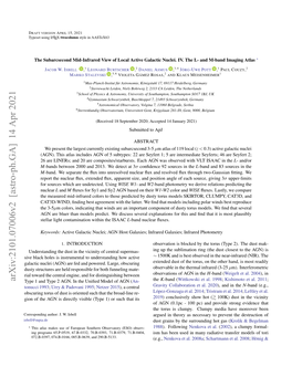 Arxiv:2101.07006V2 [Astro-Ph.GA] 14 Apr 2021 Type 1 and Type 2 AGN