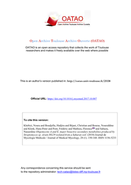 Oligomycins a and E, Major Bioactive Secondary Metabolites Produced by Streptomyces Sp