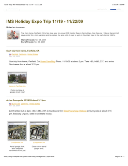 Travel Blog IMS Holiday Expo Trip 11 19