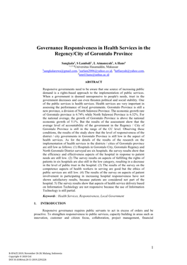 Governance Responsiveness in Health Services in the Regency/City of Gorontalo Province