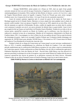 Georges MARONIEZ, Conservateur Du Musée De Cambrai Et Vice-Président Des Amis Des Arts