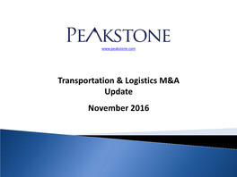 Transportation & Logistics M&A Update November 2016