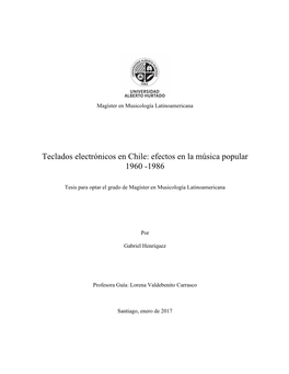 Teclados Electrónicos En Chile: Efectos En La Música Popular 1960 -1986