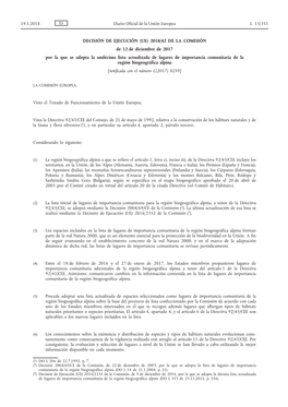 Decisión De Ejecución (UE) 2018/ De La Comisión, De 12 De Diciembre De