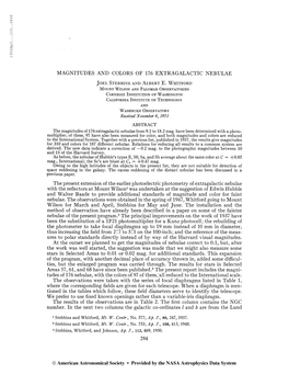 MAGNITUDES and COLORS of 176 EXTRAGALACTIC NEBULAE Joel Stebbins and Albert E