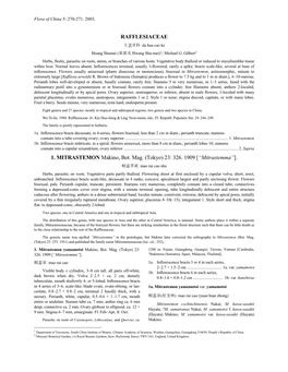 RAFFLESIACEAE 大花草科 Da Hua Cao Ke Huang Shumei (黄淑美 Hwang Shu-Mei)1; Michael G