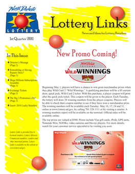 Lottery Links News and Ideas for Lottery Retailers 1St Quarter 2011