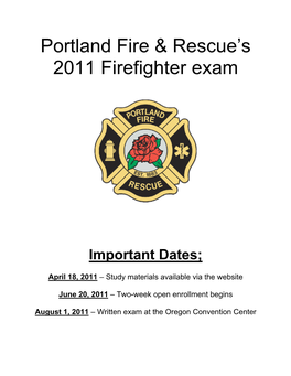 Portland Fire & Rescue's 2011 Firefighter Exam