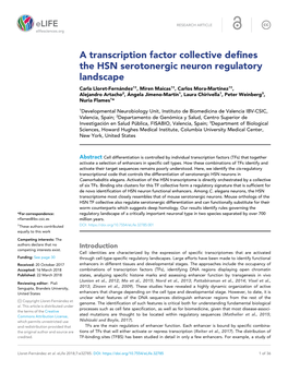 A Transcription Factor Collective Defines the HSN Serotonergic Neuron