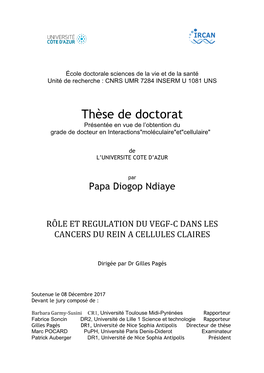 Thèse De Doctorat Présentée En Vue De L’Obtention Du Grade De Docteur En Interactions