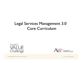 Legal Services Management 3.0 Core Curriculum