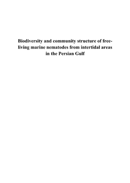 Living Marine Nematodes from Intertidal Areas in the Persian Gulf