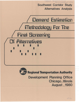 Southwest Corridor Study Alternatives Analysis