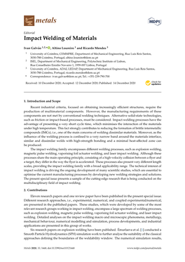 Impact Welding of Materials