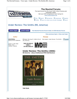 The Rewind Forums Under Review: the Smiths (R0, America)