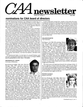 Fall 1987 CAA Newsletter