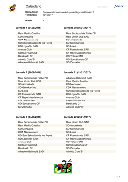 Calendario 20/07/2016