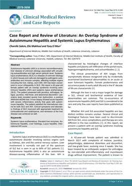An Overlap Syndrome of Autoimmune Hepatitis and Systemic Lupus