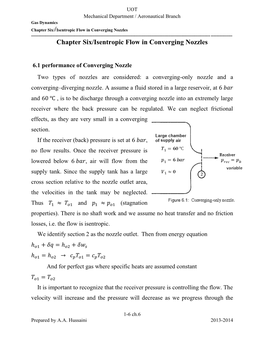 Chapter Six/Isentropic Flow in Converging Nozzles