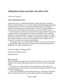 Talking Book Topics November-December 2014