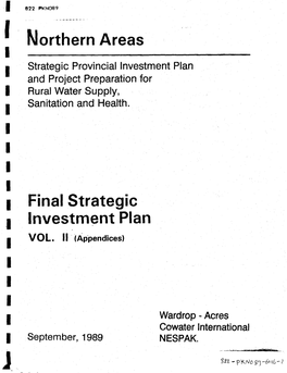 I Northern Areas Final Strategic Investment Plan