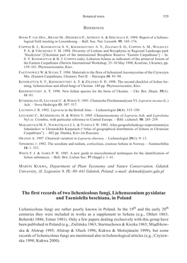 The First Records of Two Lichenicolous Fungi, Lichenoconium Pyxidatae and Taeniolella Beschiana, in Poland