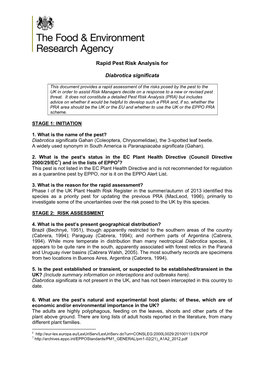 Rapid Pest Risk Analysis for Diabrotica Significata