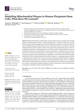 Modelling Mitochondrial Disease in Human Pluripotent Stem Cells: What Have We Learned?