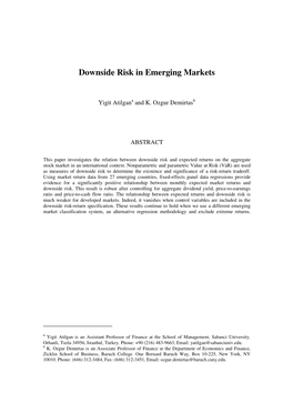 Downside Risk in Emerging Markets