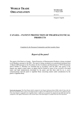 Canada – Patent Protection of Pharmaceutical Products
