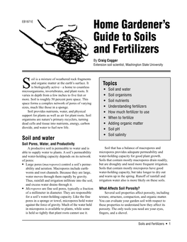 Home Gardener's Guide to Soils and Fertilizers