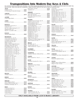 Transpositions Into Modern Day Keys & Clefs