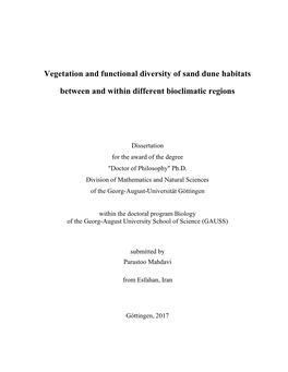 Vegetation and Functional Diversity of Sand Dune Habitats Between And