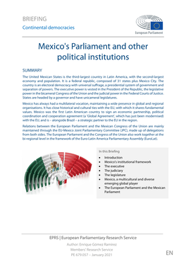 Mexico's Parliament and Other Political Institutions