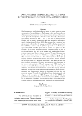 Language Style of Habiburrahman El-Shirazy in the Dwilogy of Ayat-Ayat Cinta: a Stylistic Study