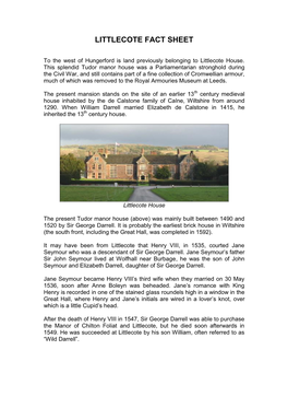 Littlecote Fact Sheet