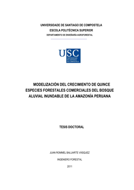 Modelización Del Crecimiento De Quince Especies Forestales Comerciales Del Bosque Aluvial Inundable De La Amazonía Peruana