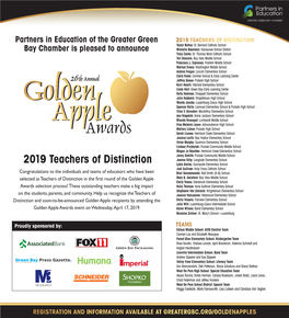 2019 Teachers of Distinction (PDF)