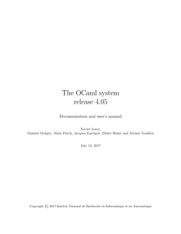 The Ocaml System Release 4.05