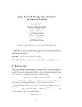 Brezis-Gallouet-Wainger Type Inequality for Irregular Domains