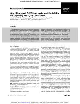 Amplification of TLK2 Induces Genomic Instability Via Impairing the G 2−M Checkpoint