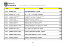 Subvenciones De Capital Concedidas En El Primer Trimestre De 2017