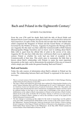 Bach and Poland in the Eighteenth Century*